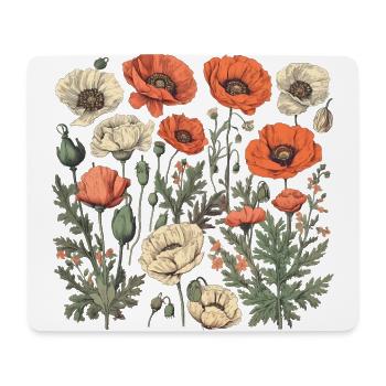 Wunderschönes Boho Mohn Herbarium Bouquet - Mousepad (Querformat) - Weiß - Vorne