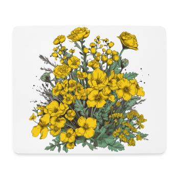 Beautiful boho flowers herbarium bouquet yellow - Mouse Pad (horizontal) - white - Front