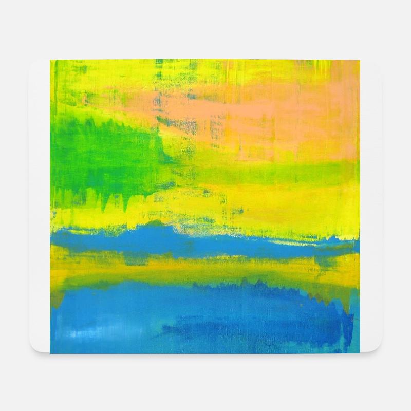 SONNENTAG gelb korallenrot blau abstrakte Kunst - Mousepad (Querformat) - Weiß