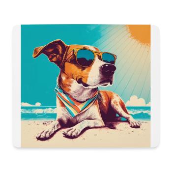 Dog with sunglasses on the beach 4 - Mouse Pad (horizontal) - white - Front