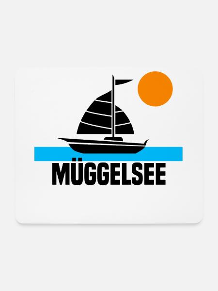 Müggelsee Segelboot Sonnenuntergang - Mousepad (Querformat) - Weiß