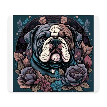 English bulldog with flowers - Mouse Pad (horizontal) - white - Front