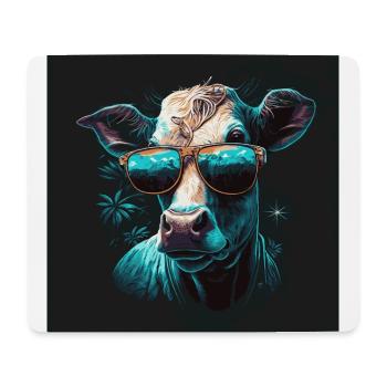 Eine Kuh mit Sonnenbrille - Mousepad (Querformat) - Weiß - Vorne
