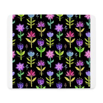 Blumen pattern, scwarzer Hintergrund - Mousepad (Querformat) - Weiß - Vorne