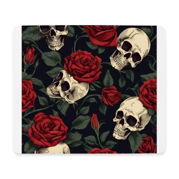 Skulls & Red Roses Dark Elegant Gothic Pattern - Mouse Pad (horizontal) - white - Front