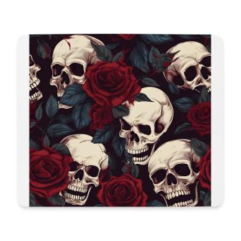 Red Roses & Skulls Pattern Dark Elegant Gothic - Mouse Pad (horizontal) - white - Front