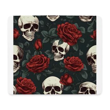 Goth Skulls & Red Roses Pattern Dark Elegant - Mouse Pad (horizontal) - white - Front