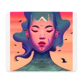 Abstract Face Woman Girl Art - Mouse Pad (horizontal) - white - Front