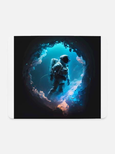 Astronaut in Space Artwork - Mouse Pad (horizontal) - white