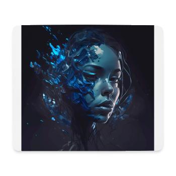 Abstrakte Kunst Frau mit Blauer Farbe - Mousepad (Querformat) - Weiß - Vorne