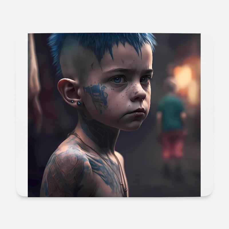 Children with tattoos artwork - Mouse Pad (horizontal) - white