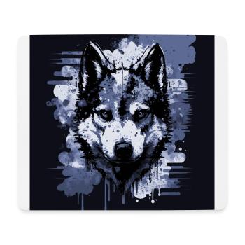Chien Husky - Tapis de souris (format paysage) - blanc - Devant