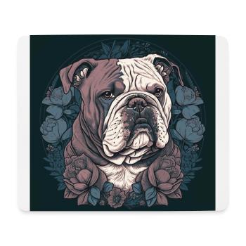 English Bulldog with Flowers - Mouse Pad (horizontal) - white - Front