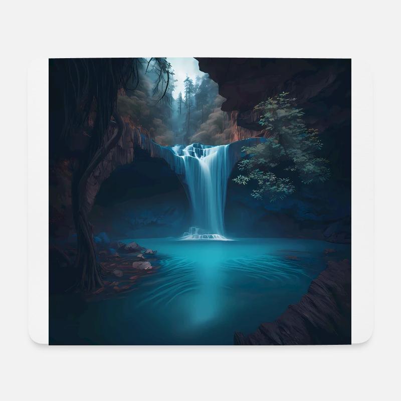 Wasserfall - Mousepad (Querformat) - Weiß