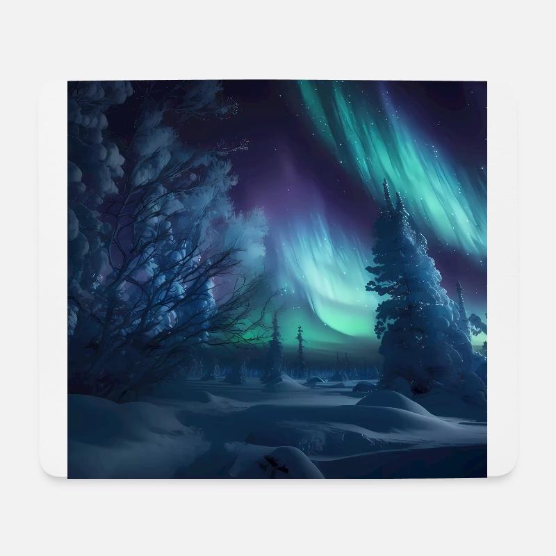 Aurores boréales - Tapis de souris (format paysage) - blanc