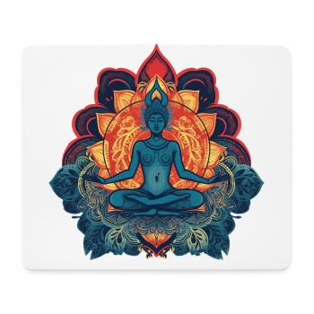 Motif coloré de Buddha Yoga avec ornements - Tapis de souris (format paysage) - blanc - Devant