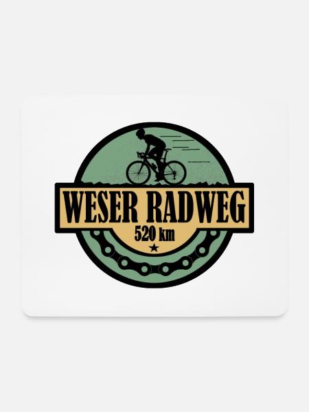 Weser Radweg - Mousepad (Querformat) - Weiß