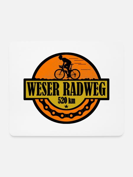 Weser Radweg - Mousepad (Querformat) - Weiß