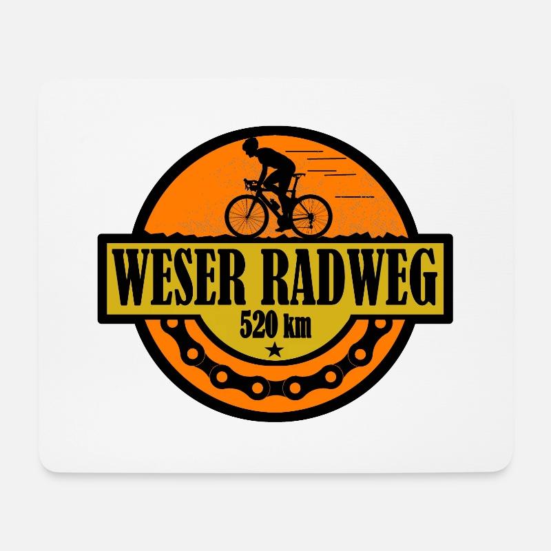 Weser Radweg - Mousepad (Querformat) - Weiß