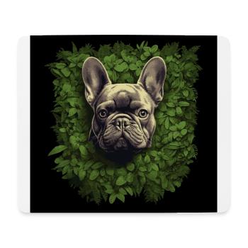 French bulldog looking out of the bushes - Mouse Pad (horizontal) - white - Front