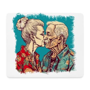 Embrasser le meilleur couple Ager avec des chemises hawaïennes - Tapis de souris (format paysage) - blanc - Devant