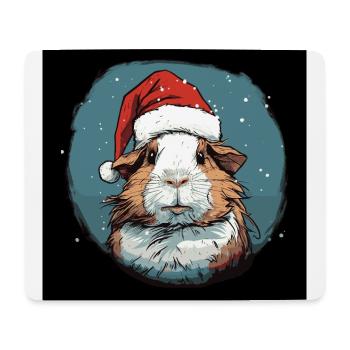 Cochon d’Inde avec chapeau de Père Noël - Tapis de souris (format paysage) - blanc - Devant