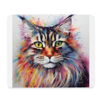 Colourful Maine Coon Cat - Mouse Pad (horizontal) - white - Front