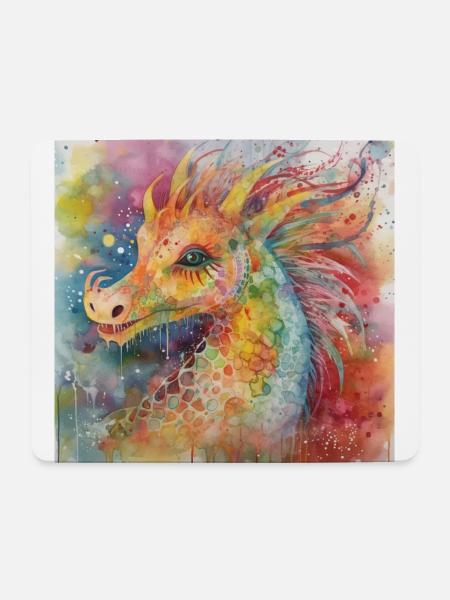 Modern & Colourful Dragon Wall Art by Bodhi - Mouse Pad (horizontal) - white