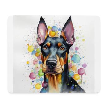 Modern Colorful Dobermann Dog Art by Bodhi - Mouse Pad (horizontal) - white - Front