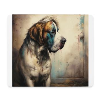 Abstract Saint Bernard Dog Art by Bodhi - Mouse Pad (horizontal) - white - Front