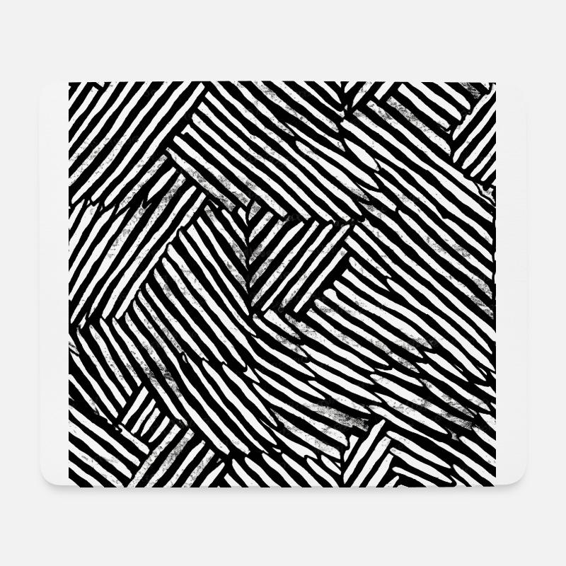 Diagonale schwarz weisse handgezeichnete Linien - Mousepad (Querformat) - Weiß