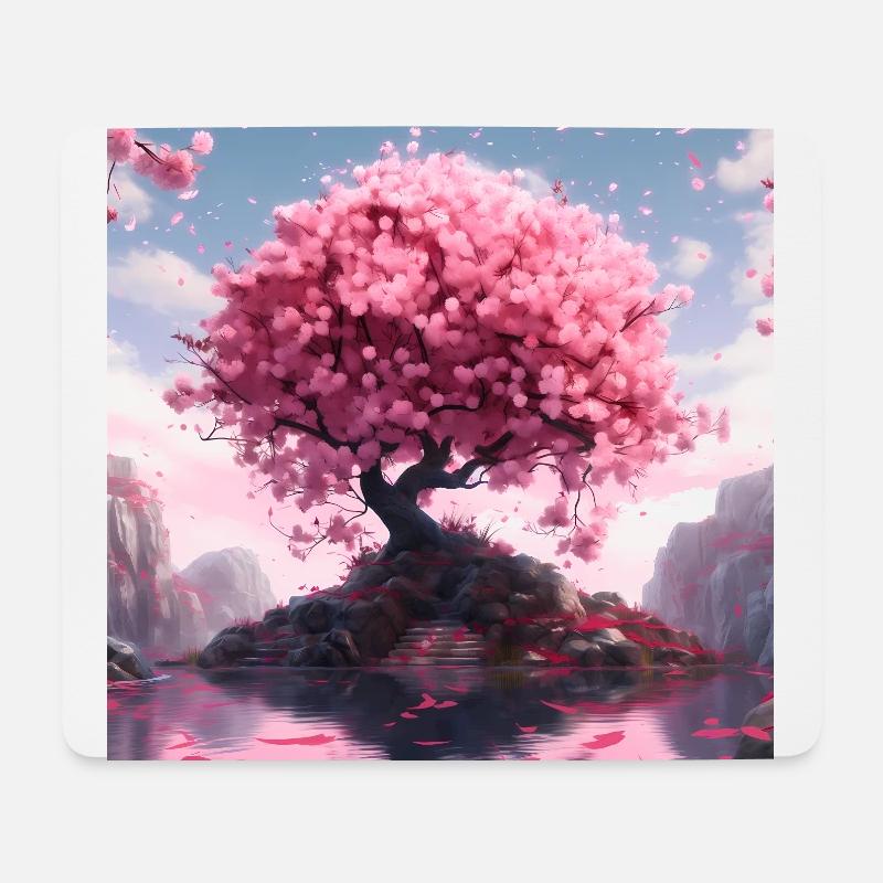 Kirschblüte Sakura Japanische Ästhetik Schön - Mousepad (Querformat) - Weiß