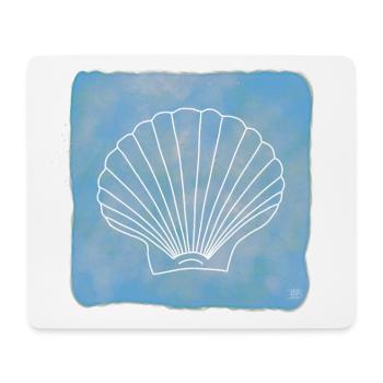 Jakobsmuschel, Boho Line Art Design, Serie Shells - Mousepad (Querformat) - Weiß - Vorne