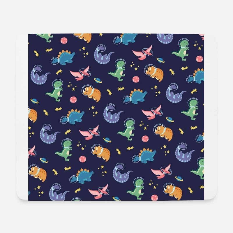 Dinosaurier fliegen im Weltall - Mousepad (Querformat) - Weiß