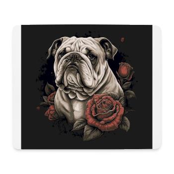 English bulldog with red roses - Mouse Pad (horizontal) - white - Front