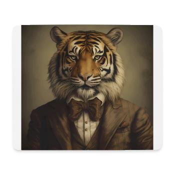 Tiger in a Suit - Victorian 1800s Style - Mouse Pad (horizontal) - white - Front