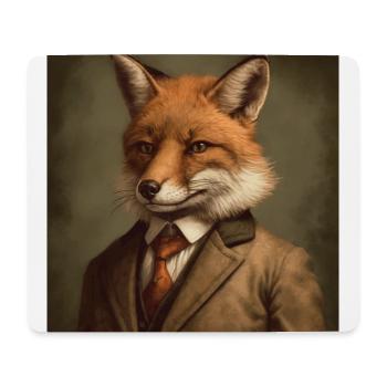 Fox in a Suit - Victorian 1800s Style - Mouse Pad (horizontal) - white - Front