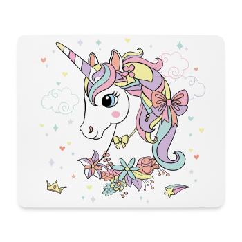 Jolie Licorne colorée pastel arc-en-ciel -couronne - Tapis de souris (format paysage) - blanc - Devant