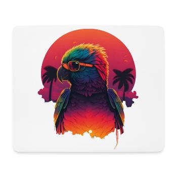 Synthwave Parrot Sunset - Mousepad (Querformat) - Weiß - Vorne