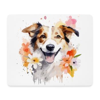 Mignon aquarelle drôle de chien - Tapis de souris (format paysage) - blanc - Devant