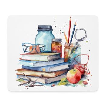 Watercolor books illustration - Mouse Pad (horizontal) - white - Front