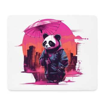 Synthwave Cute Asian Panda with umbrella - Mousepad (Querformat) - Weiß - Vorne