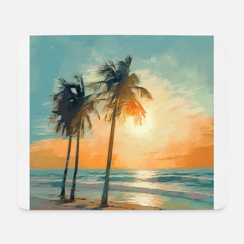 Fühle den Strand - zwei Palmen - Mousepad (Querformat) - Weiß