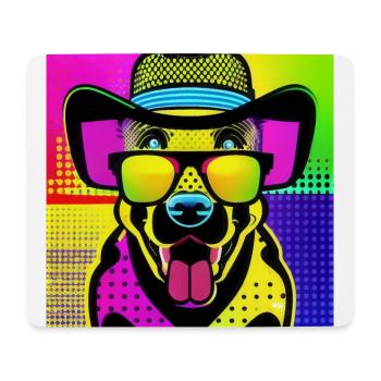 DOG POP, ein Hund mit sehr bunten Brillen - Mousepad (Querformat) - Weiß - Vorne