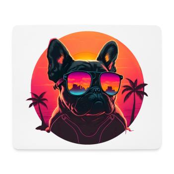 Synthwave bouledogue français Sunset - Tapis de souris (format paysage) - blanc - Devant