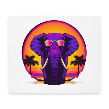 Synthwave Elephant African Sunset - Tapis de souris (format paysage) - blanc - Devant