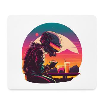 Synthwave astronaut Space dinner - Mousepad (Querformat) - Weiß - Vorne