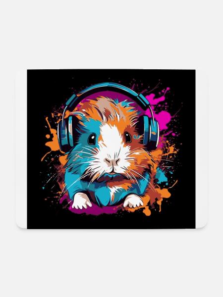 DJ Meerschweinchen - Mousepad (Querformat) - Weiß
