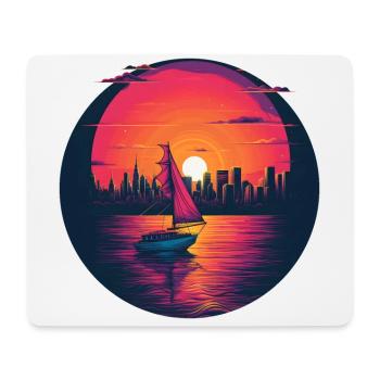 Synthwave sailing ship sunset - Mouse Pad (horizontal) - white - Front