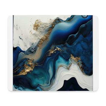 Mitternachtsblaues und goldenes Farbwirbelmuster - Mousepad (Querformat) - Weiß - Vorne